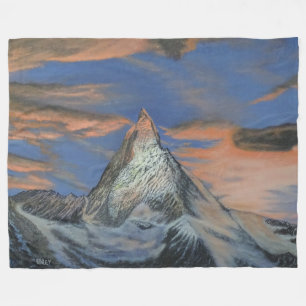 Flanelldecke - "Das Matterhorn bei Sonnenuntergang Fleecedecke