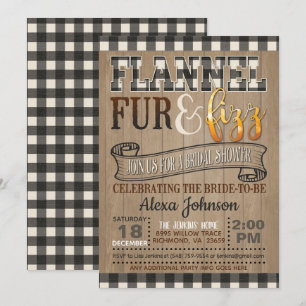 Flannel and Fizz Brautparty - weiß Einladung