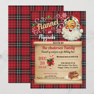 Flannel and flipjacks pajama and pancake Party inv Einladung