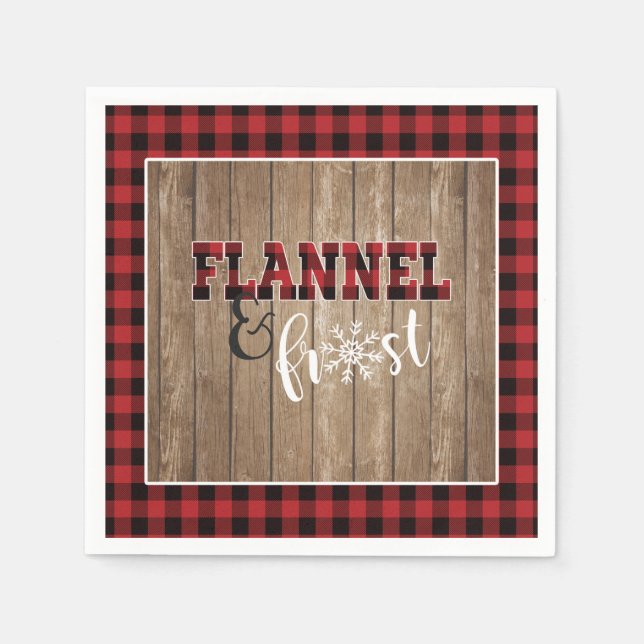 Flannel and Frost Paper Napkin - Rot - Holz Serviette (Vorderseite)