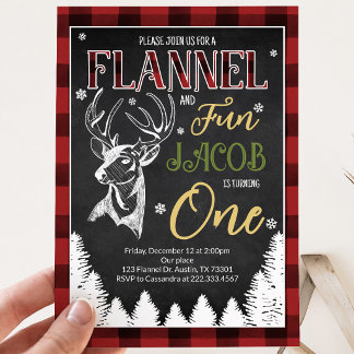 Flannel and Fun First Birthday Einladung