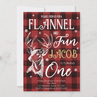 Flannel and Fun Holiday Birthday Party Einladung