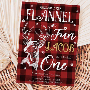 Flannel and Fun Holiday Birthday Party Einladung