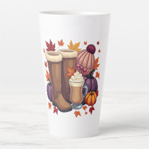 Flannel Boots Pumpkin Gewürz Latte Herbst Herbst Milchtasse