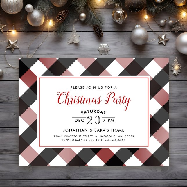 Flannel Border Christmas Party Einladung (Von Creator hochgeladen)