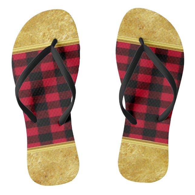 Flannel Buffalo Karierte Lumberjack-Textur Flip Flops (Fußbett)