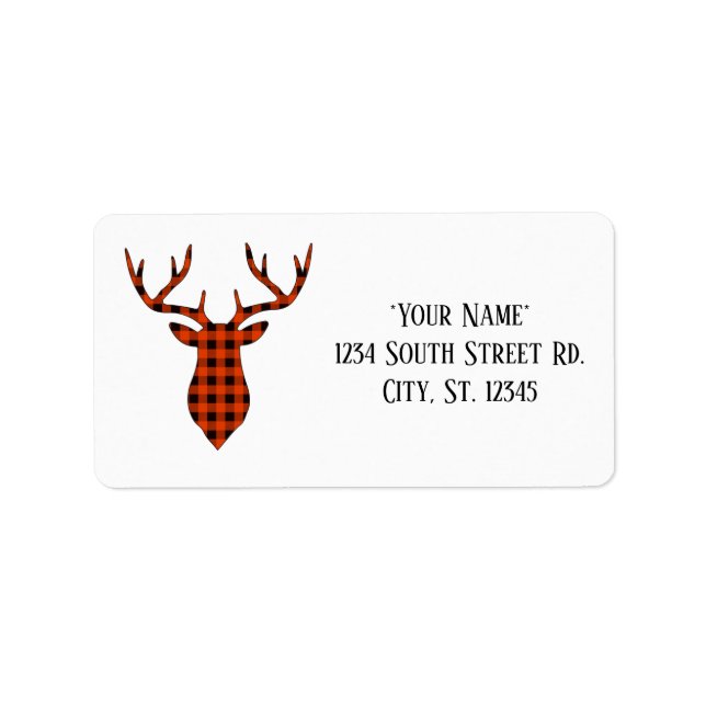 Flannel Deer Head Address Labels Adressaufkleber (Vorne)