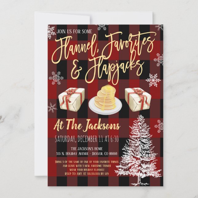 Flannel Favorites und Flapjacks Party Einladung (Vorderseite)
