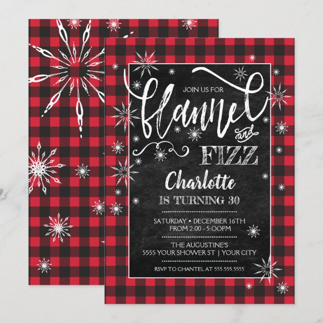 Flannel & Fizz Einladung zum Geburtstag (Vorne/Hinten)