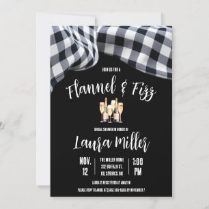 Flannel & Fizz, Kariert, Champagner-Brautparty Einladung