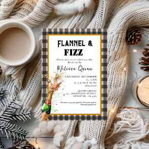 Flannel & fizz Winter Schwarz & Weiß Brautparty Einladung
