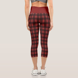 Flannel & fizz Winterrot & schwarz pl Brautparty Capri Leggings