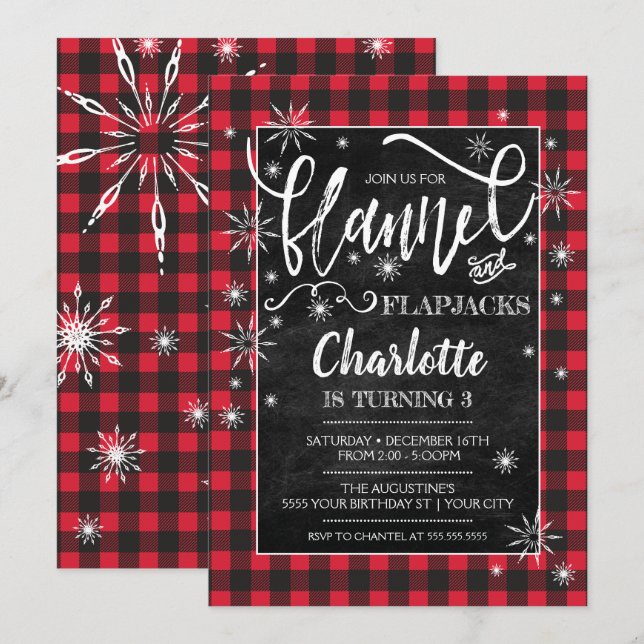 Flannel & Flapjacks Invitation d'anniversaire (Devant / Derrière)