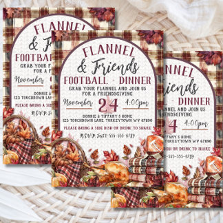 Flannel & Friends Football Friendsgiving Dinner Einladung