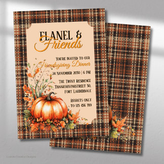 Flannel & Friends Herbst-/Herbst-Freundesdankfest- Einladung