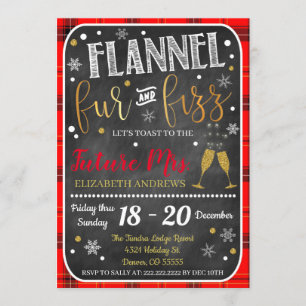 Flannel Fur und Fizz Bachelorette Einladung
