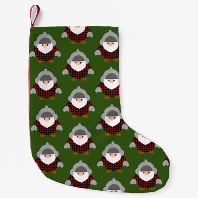 Flannel Holiday Gnome Muster Kleiner Weihnachtsstrumpf (Vorderseite)