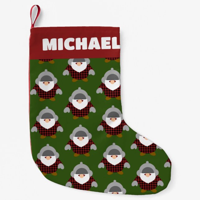 Flannel Holiday Gnome Muster Kleiner Weihnachtsstrumpf (Vorderseite)