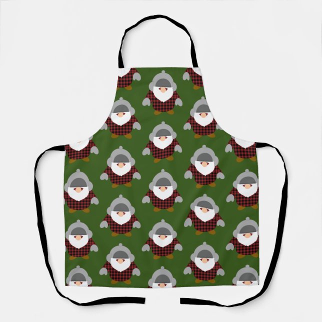 Flannel Holiday Gnome Muster Schürze (Vorderseite)