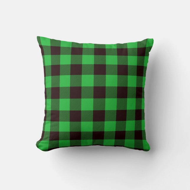 FLANNEL SEHEN GRÜN UND SCHWARZ AUS KISSEN (Vorderseite)