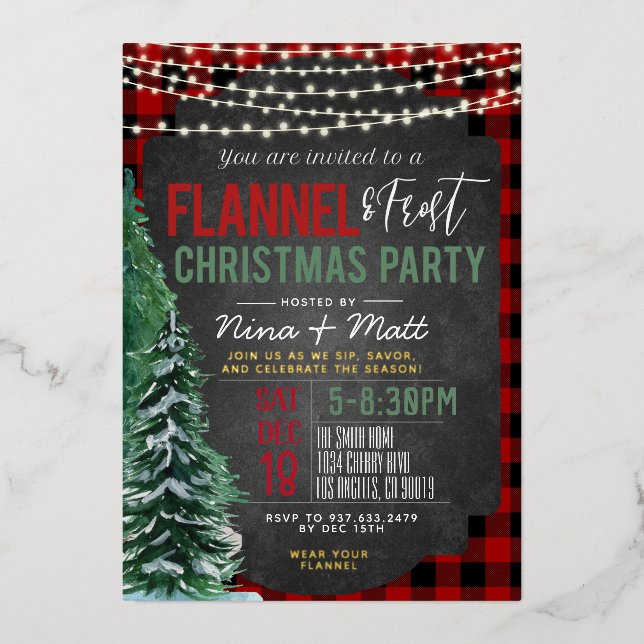 Flannel und Frost Weihnachts-Party Einladung (Vorderseite)