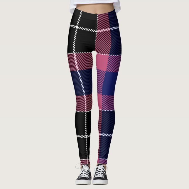Flannel Women's Leggings in rosa schwarz (Vorderseite)