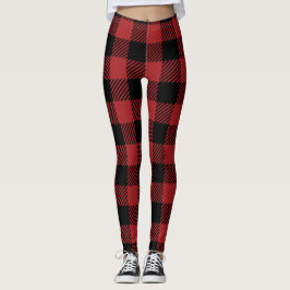 Flannel Women's Leggings in Rot und Schwarz