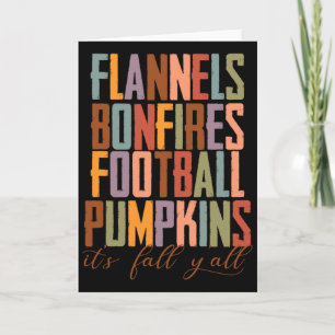 Flannels Bonfire Footbyll Pumpkins Es ist Fall Y'a Karte