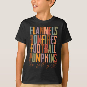 Flannels Bonfire Footbyll Pumpkins Es ist Fall Y'a T-Shirt