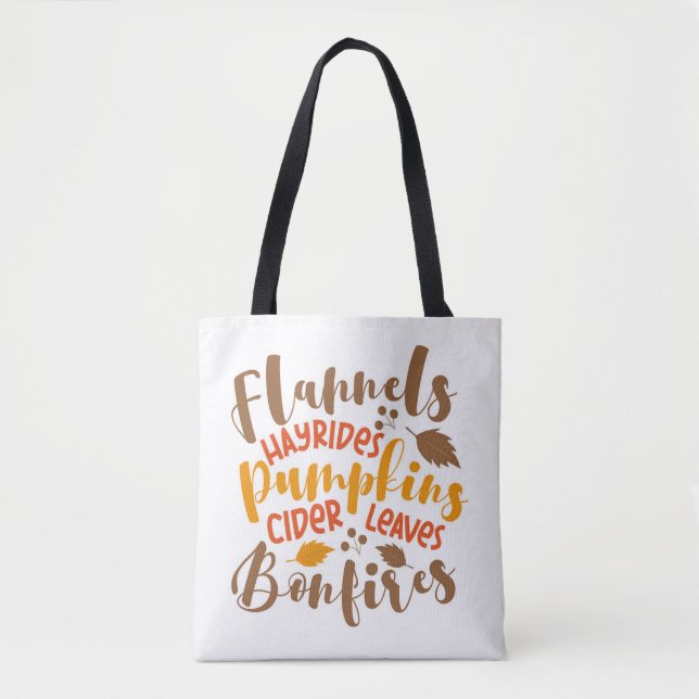 Flannels Hay Rides Pumpkins Cider Blätter Bonfire Tasche (Vorderseite)