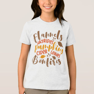 Flannels Hay Rides Pumpkins Cider Blätter Bonfire Tri-Blend Shirt