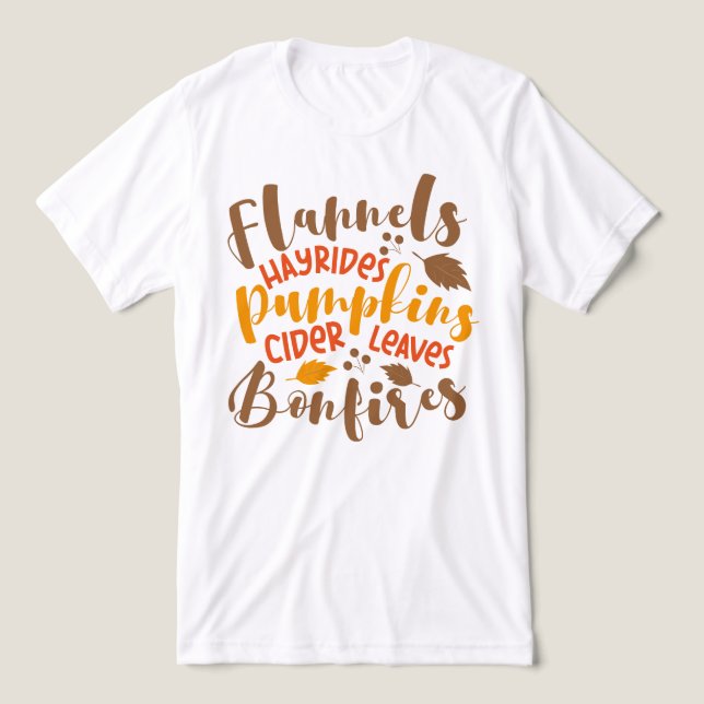 Flannels Hay Rides Pumpkins Cider Blätter Bonfire Tri-Blend Shirt (Design Vorderseite)