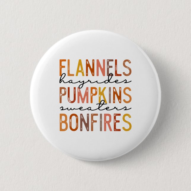 Flannels Hayriders Bonfire Pumpkins Leopard Fall Button (Vorderseite)