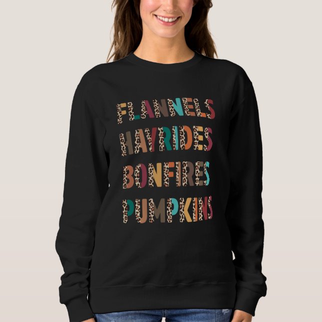 Flannels Hayrides Bonfire Pumpkins Boho Leopard F Sweatshirt (Vorderseite)