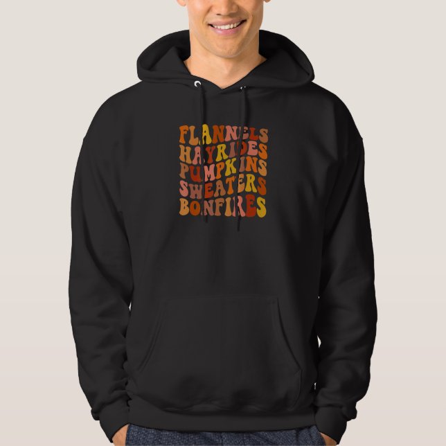 Flannels Hayrides Pumpkin Sweaters Bonfires Hello  Hoodie (Vorderseite)