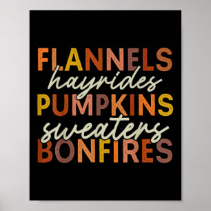 Flannels Hayrides Pumpkins Frauen Mädchen Kinder F Poster