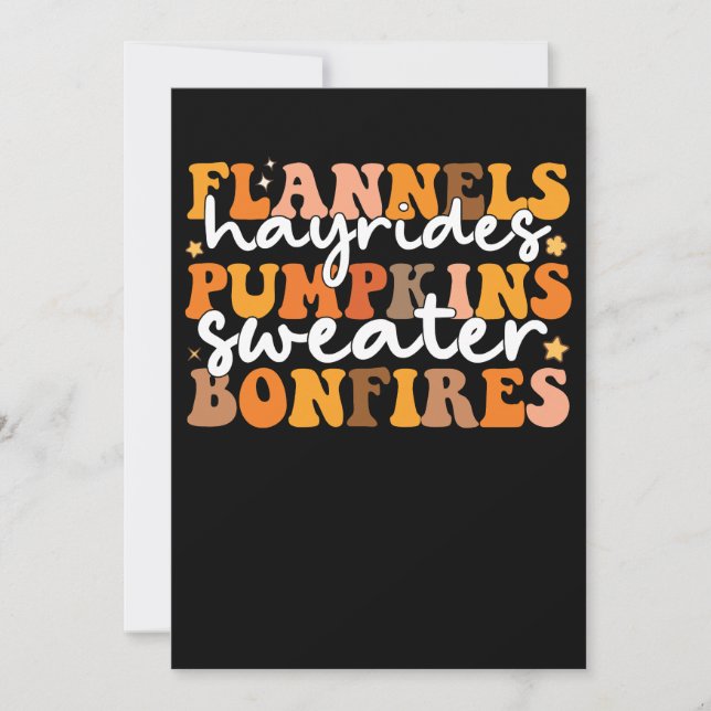 Flannels Hayrides Pumpkins Sweaters Bonfire Groov Einladung (Vorderseite)