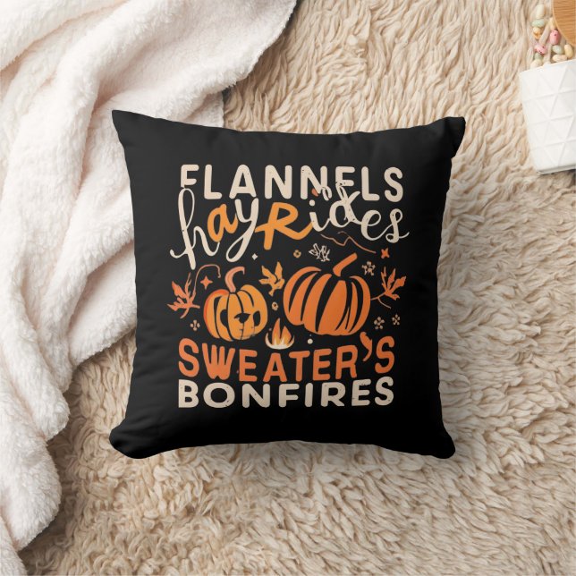 Flannels Hayrides Pumpkins Sweaters Bonfire Kissen (Decke)