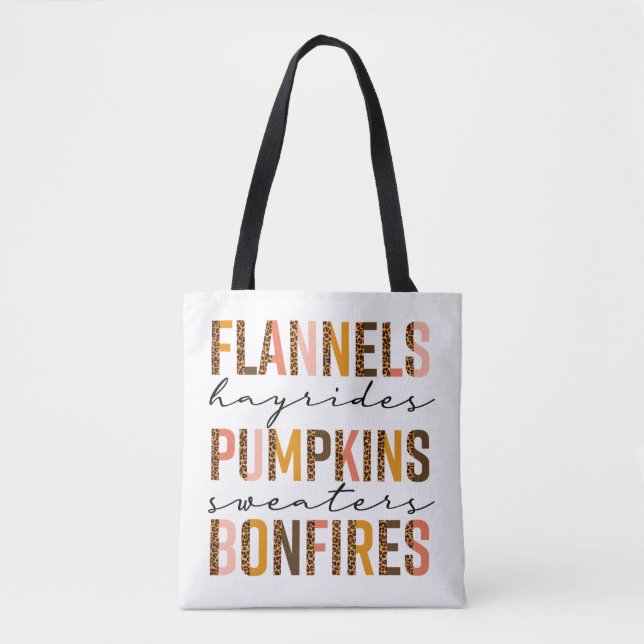 Flannels Hayrides Pumpkins Sweatins Bonfire Text Tasche (Vorderseite)