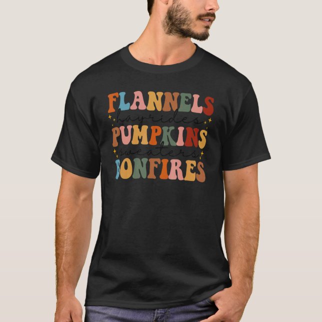 Flannels Hayrides Pumpkins Vintag Sweaters Bonfir T-Shirt (Vorderseite)