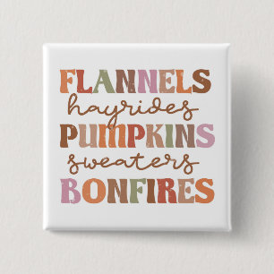 Flannels Pumpkins Bonfire Button