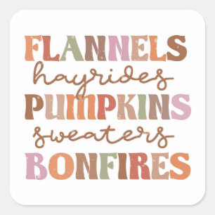 Flannels Pumpkins Bonfire Quadratischer Aufkleber