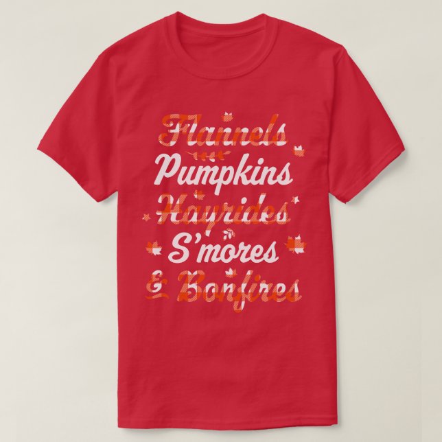 Flannels Pumpkins Hayrides Smores Bonfire Fall T-Shirt (Design vorne)