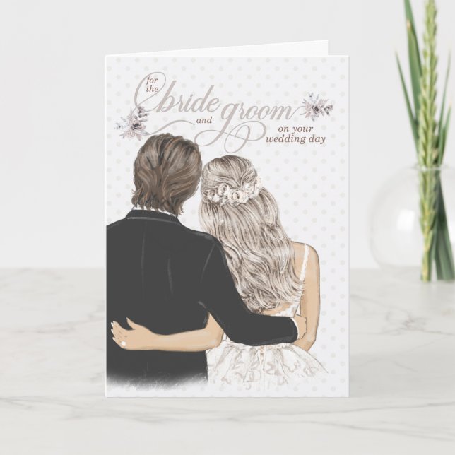 Flansch and Groom Taupe Wedding Gratulationen Karte (Vorderseite)