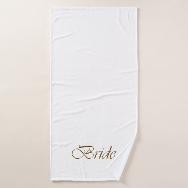 Flansch, Gold Script Elegant White Wedding Badhandtuch Set (Badehandtuch)