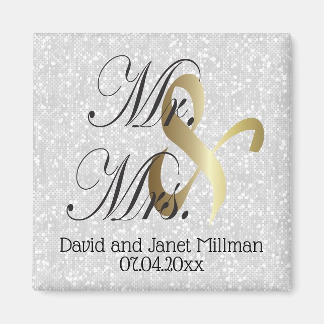 Flansch & Groom Mr & Mrs Wedding Keepsake Magnet (Vorne)