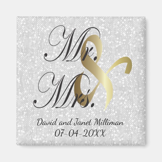 Flansch & Groom Mr & Mrs Wedding Keepsake Magnet (Vorne)