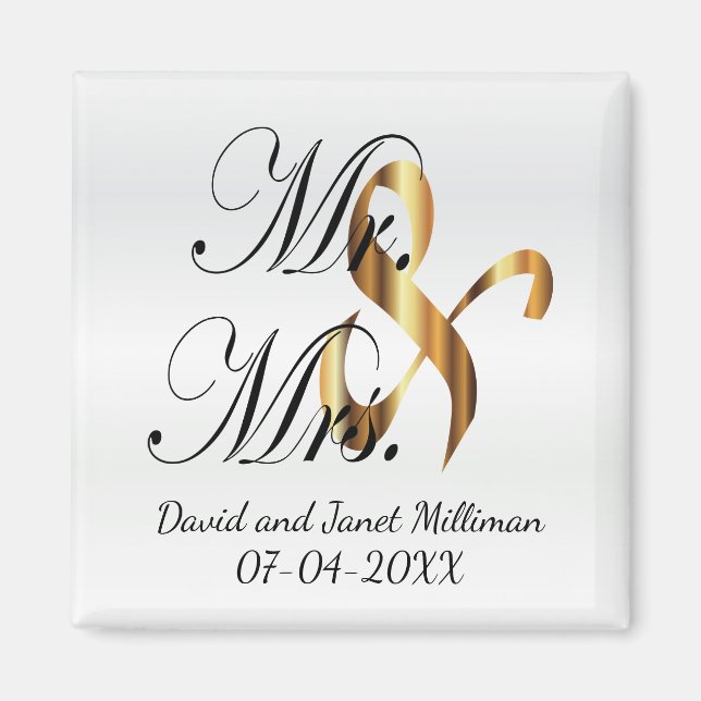 Flansch & Groom Mr & Mrs Wedding Keepsake Magnet (Vorne)