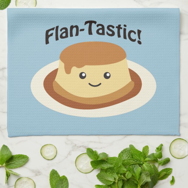Flantastic! Niedlicher Flan Geschirrtuch (Gefaltet)