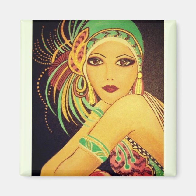 Flapper Art Deco Dancer Lady Magnet (Vorne)